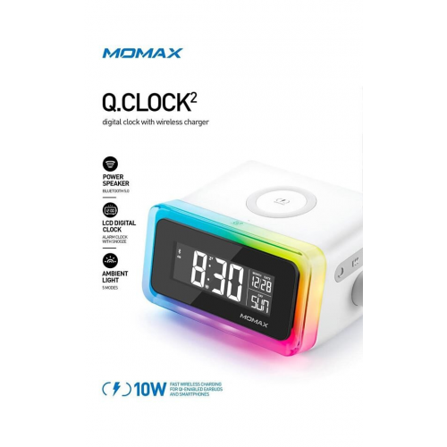 MOMAXQ.Clock 2 Wireless Charging Electronic Alarm